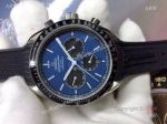 Japan Grade Replica Omega Speedmaster Racing Watches SS Blue Dial Rubber Strap